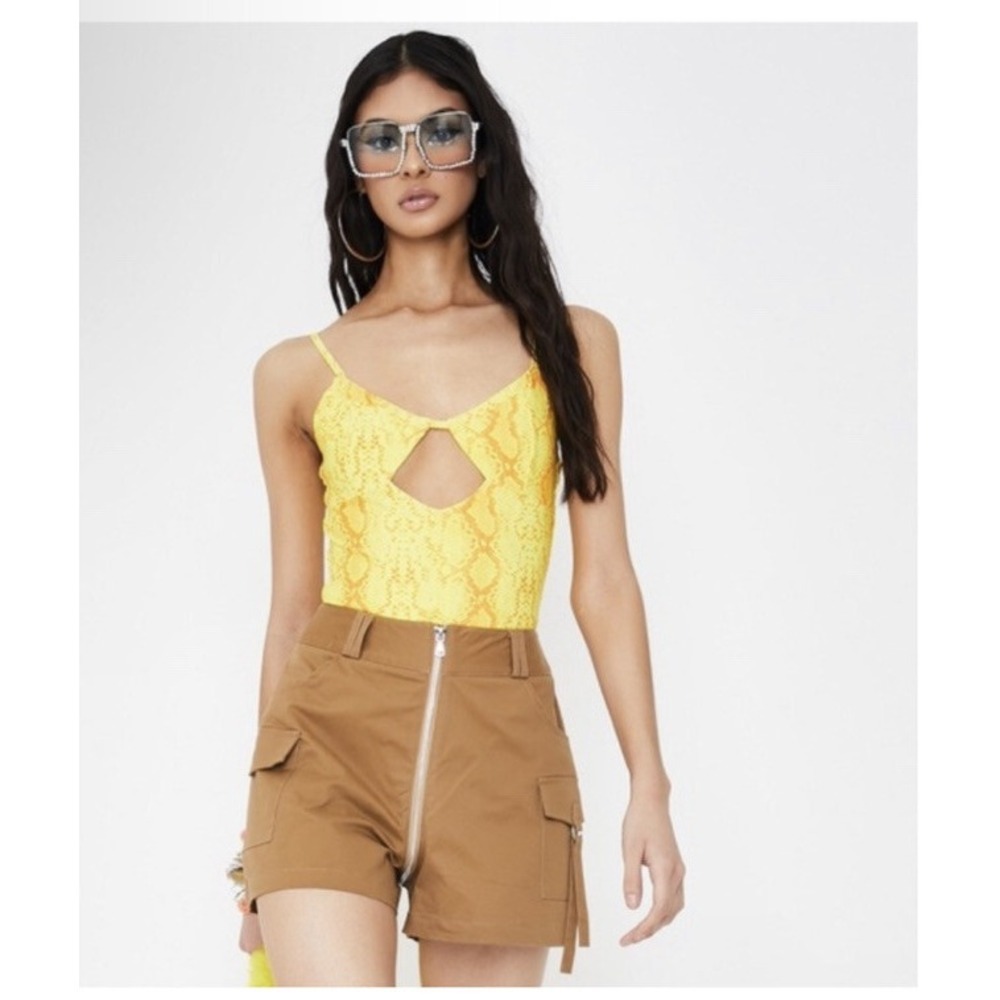 Tiger Mist Yellow And Orange Snake Print Bodysuit Size XS